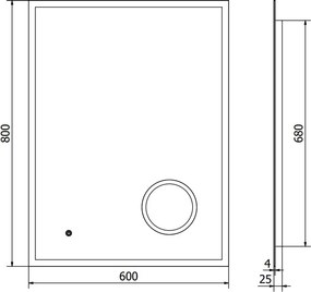 Mexen Kala specchio da bagno retroilluminato con specchietto cosmetico 60 x 80 cm, LED 6000K, anti-appannamento