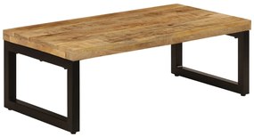 Tavolino Da Salotto 100x50x35 Cm Legno Massello Mango E Acciaio /