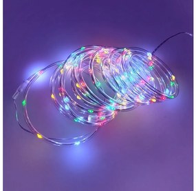 Catena luminosa LED natalizia per esterni 100 LED/3xAA, 5,45 m, IP44, multicolore