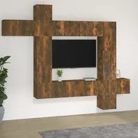 Set di Mobili Porta TV 9 pz Rovere Fumo in Legno Multistrato 3114659