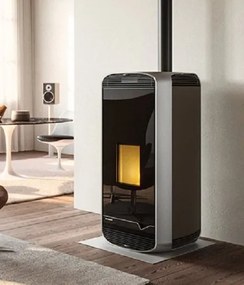 Stufa A Pellet Ermetica Ad Aria Con Uscita Fumi superiore In Acciaio Moka Palazzetti Meghan US 9 Ecofire 805805800