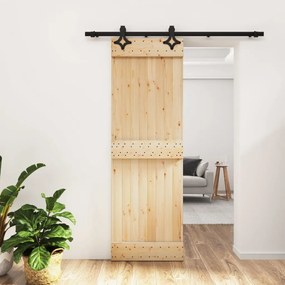 Porta Scorrevole Con Set Hardware 70x210 Cm Legno Massello Pino /