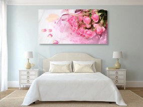 Stampa su tela – Bouquet di rose rosa romantiche