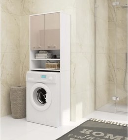 Mobile Coprilavatrice 2 Ante E Vani A Giorno 64x30x180 Diana Bianco/Cappuccino Lucido