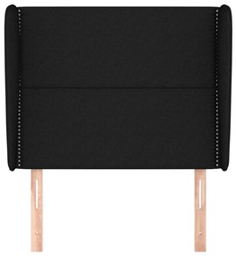 Testiera ad orecchio nera 83x23x118/128 cm in tessuto