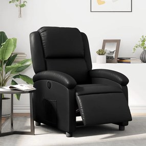 Poltrona Reclinabile Elettrica Nera İn Similpelle /