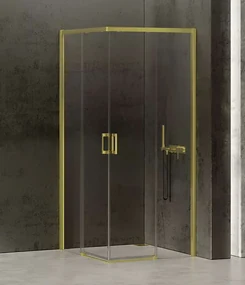 New Trendy Prime Light Gold box doccia 90x80 cm rettangolare oro lucida/vetro trasparente D-0418A/D-0417A
