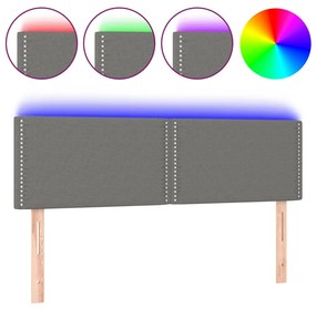 Testiera a led grigio scuro 144x5x78/88 cm in tessuto