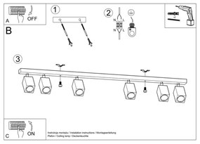 Sollux SL.1039 - Faretto KEKE 6xGU10/40W/230V quercia