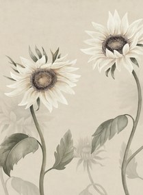 Sandberg Carta da parati panoramica Sunflowers - White