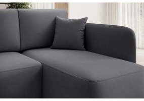 Divano angolare grigio tortora allungabile/con contenitore (con penisola a destra/con chaise lounge) con rivestimento in velluto Hadson – ELTAP