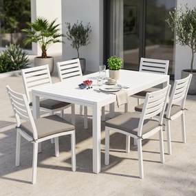 DEXTER - set tavolo in alluminio cm 200/300 x 100 x 74 h con 6 sedie Dexter