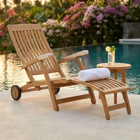 PATRIS - lettino prendisole in legno di teak