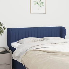 Testiera ad orecchio blu 147x23x78/88cm in tessuto