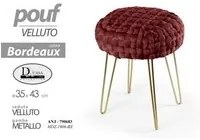 Pouff in velluto bordeaux struttura oro cm 43