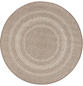 benuta Nest Tappeto per interno ed esterno rotondo Metro Crema/Taupe ø 120 cm rotondo - Tappeto outdoor per balcone, terrazzo e giardino