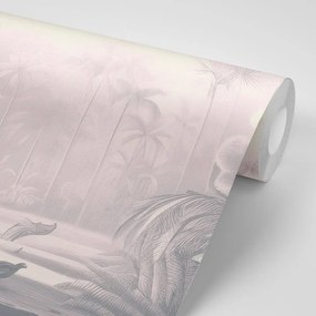 Carta da parati autoadesiva – Paesaggio tropicale nebbioso