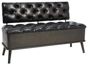 Cassapanca Con Schienale 110 Cm Nera İn Similpelle /