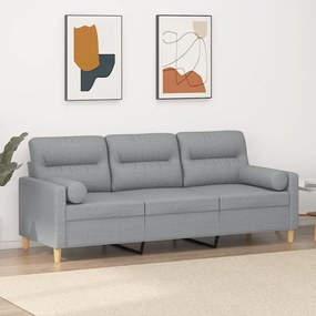 Divano A 3 Posti Con Cuscini Grigio Chiaro 180 Cm İn Tessuto /
