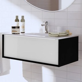 Mobile sottolavabo e lavabo Neo rovere nero/bianco L 90 x H 32 x P 48 cm