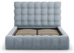 Letto matrimoniale imbottito blu chiaro con contenitore con griglia 160x200 cm Bali - Cosmopolitan Design