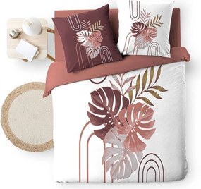 Set copripiumino e federa bianco/rosa in cotone per letto matrimoniale ed esteso 240x220 cm Astria – douceur d'intérieur