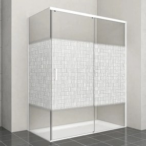Porta doccia scorrevole Jazz, L 158-159.5 cm x H 200 cm x SP 6 mm, profilo bianco, vetro smerigliato