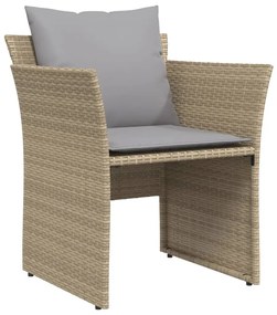 Sedia da giardino con poggiapiedi in polyrattan beige