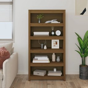 Libreria Marrone Ambra 80x35x154 Cm İn Legno Massello Di Pino /
