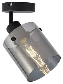 Faretto da parete di design nero con vetro fumé - Domo