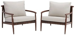 Poltrona da giardino con cuscino beige e braccioli Retro NATERIAL, struttura in alluminio marrone seduta in alluminio beige, L 82.5 x H 70 x P 86 cm, set da 2 pezzi