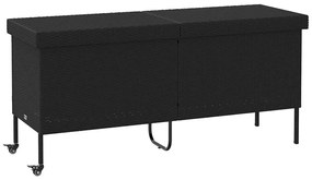 Contenitore Da Giardino Con Ruote Nero 160x55x75 Cm Polyrattan /