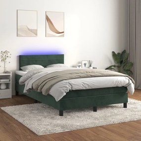 Letto A Molle Con Materasso E Led Verde Scuro 120x200cm Velluto /