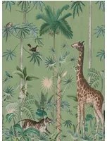 Rebel Walls Carta da parati panoramica Giraffes Stroll - Emerald