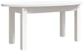 Tavolino da salotto bianco 80x40x35 cm legno massello di pino