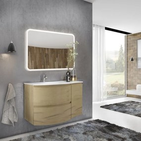 Mobile sottolavabo e lavabo Armonia rovere oro in mdf L 105 x H 56 x P 49 cm, 1 anta 2 cassetti