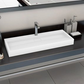 Lavandino 120x46x11 Cm Blocco İn Marmo/minerale Bianco /
