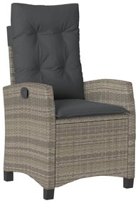 Set da pranzo da giardino 5 pz con cuscini in polyrattan grigio