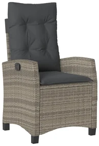 Set da pranzo da giardino 5 pz con cuscini in polyrattan grigio