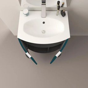 Mobile sottolavabo e lavabo Onda per vasca centrale blu petrolio L 70 x H 70 x P 51 cm