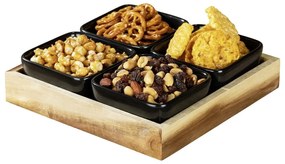 Set di 4 ciotole da portata in ceramica nera con vassoio Elo - Wenko