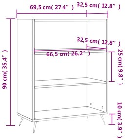 Libreria Rovere Marrone 69,5x32,5x90 cm in Legno Multistrato