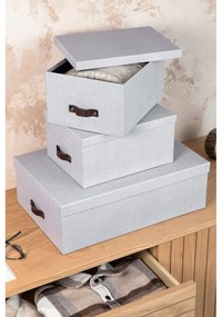 Scatole di cartone grigio chiaro con coperchio in set da 3 31x47x15 cm Inge - Bigso Box of Sweden