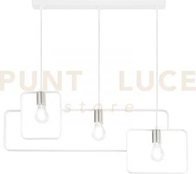 Lampadario a sospensione smith bianca e nickel 3 luci attacco e27 8...