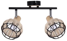 Faretto TAJGA 2xE14/40W/230V rattan/nero