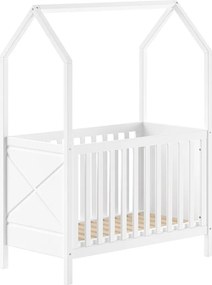 Lettino bianco in pino massiccio con altezza regolabile 60x120 cm Scott – Vipack