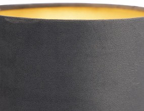 Lampada da parete intelligente nera con paralume in velluto grigio scuro incl. Wi-Fi A60 - Stacca