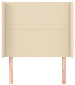 Testiera ad orecchio crema 93x16x118/128 cm in tessuto
