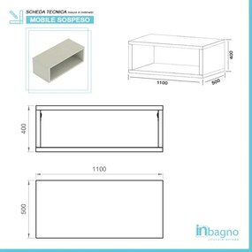 Composizione bagno sospesa aperta 110 cm Master grigio nuvola