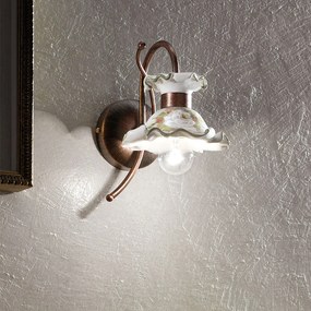 Applique Classica Milano Metallo E Ceramica Nero Sfumato Rame 1 Luce E14